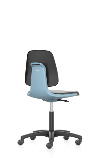 bimos Arbeitsstuhl Labsit mit Rollen, Sitzhöhe 450-650 mm, PU-Schaum, Sitzschale blau, 9123-2000-3277
