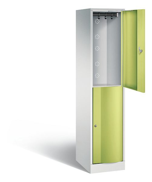 C+P Spind doppelstöckig Resisto, H1950xB396xT540mm, Farbe: Lichtgrau / Viridingrün, 8270-172 S10051
