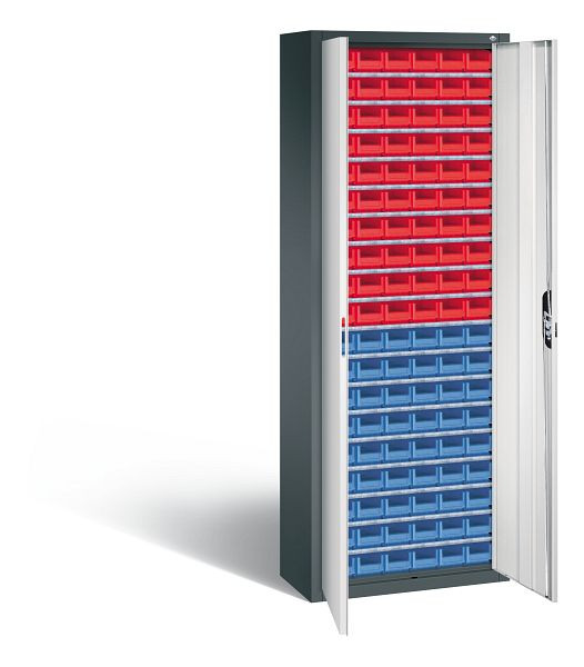 C+P Magazinschrank Serie 13, H1980xB700xT300mm, Farbe: Anthrazitgrau / Lichtgrau, Muldengriff, 133113-23 S10112