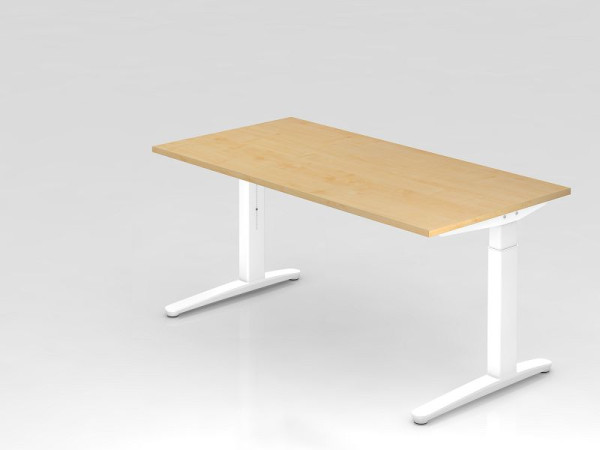 Hammerbacher Schreibtisch C-Fuß 160x80cm Ahorn/Weiß, Alu-Kufe Weiß, VXB16/3/WW