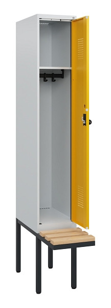 C+P Spind Evolo PLUS, 1 Abteil, 1950x300x815mm, 7035/1004, Drehriegel, Sitzfläche Holz, 0490405-10 S10000