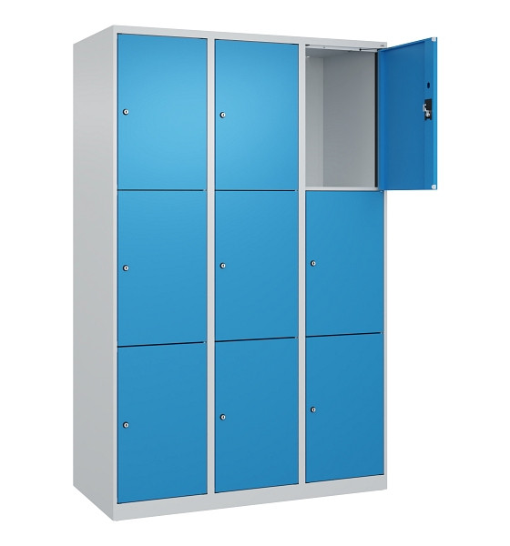 C+P Schließfachschrank Evolo PLUS, 9 Fächer, 1850x1200x500mm, 7035/5012, 049000-323 S10007