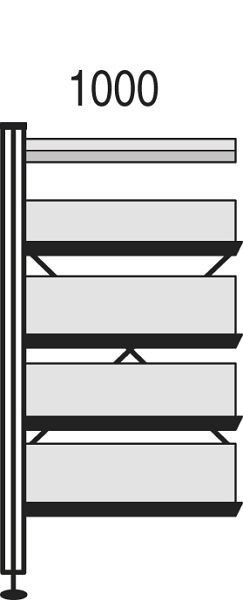 Kerkmann Bibliotheks-Regal Libra, B 1000 x T 300 x H 1930 mm, lichtgrau, 52143211