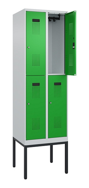 C+P Doppelstock-Spind Evolo PLUS, Gestell, 4 Fächer, 2120x600x500mm, 7035/6037, Zylinderschloss, 0493307-20 S10038