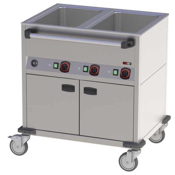 A&S Gastro Bain-Marie-Wagen-Fahrbar 2x GN 1/1, 850x700x900 mm, 230 V 2,2 kW, BMPD-2120-CSH
