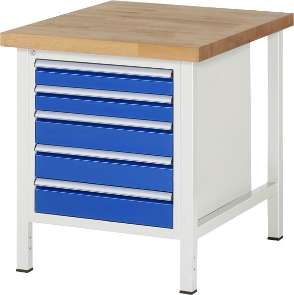 RAU Werkbank Serie 8000 - Gestell-Bauweise (Schweißgestell), Unterbau-Container (5x Schublade), 750x840x900 mm, 03-8171A2-079B4S.11