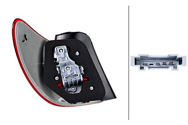 HELLA Heckleuchte, Glühlampe, äusserer Teil, für Rechtsverkehr/für Linksverkehr, rechts, 2SD 354 872-021