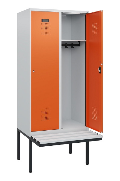C+P Spind Evolo PLUS, 2 Abteile, 1950x800x815mm, 7035/2004, Zylinderschloss, Material Sitzfläche Kunststoff, 0490405-22 S10083