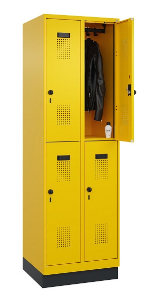 C+P Doppelstöckiger Spind Evolo PLUS, mit Sockel, 4 Fächer, 1950x600x500mm, 1023, Drehriegel, 049320-20 S10022