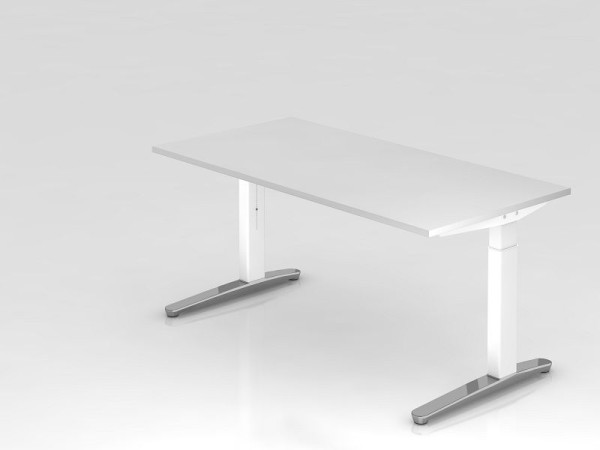 Hammerbacher Schreibtisch C-Fuß 160x80cm Weiß/Weiß, poliert, Rechteckform, VXB16/W/WC