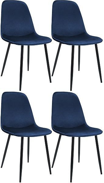 CLP 4er Set Esszimmerstuhl Maryam Samt, dunkelblau, 327434