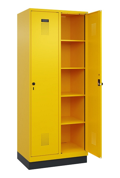 C+P Wäsche-Spind Evolo PLUS, mit Sockel, 2 Abteile, 1950x800x500mm, 1023/1023, Verschluss Drehriegel, Ablageböden 8, 049020-22B S10022