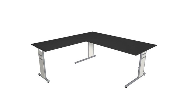 Kerkmann Schreibtisch B 1800 x T 800 x H 680-820 mm mit Ansatz/Anbautisch, Form 4, Farbe: anthrazit, 11409913