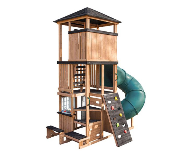 Zwerkules Spielturm Ramba, mit Rutsche Natur, 195x295x380 cm, ZWP280226