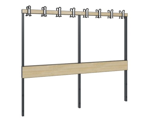 C+P Garderobenbank 2-seitig, Feuchtraum, H1650xB1960xT750 mm, Schwarzgrau/HPL Eiche, 8062-712 S10011