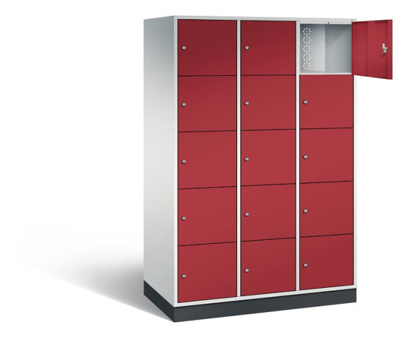 C+P XL-Schließfachschrank Intro, H1950xB1220xT590mm, Farbe: Lichtgrau / Rubinrot, 8570-303 S10031