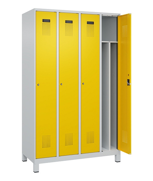 C+P Spind Evolo PLUS, mit Füßen, 4 Abteile, 1950x1200x500mm, 7035/1023, Verschluss Zylinderschloss, 049010-40F S10028