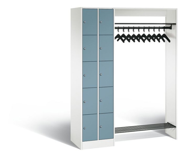 C+P Garderobe Serie 8070, H1950xB1410xT480 mm, Weiß/Horizontblau, 80720-00 S10246