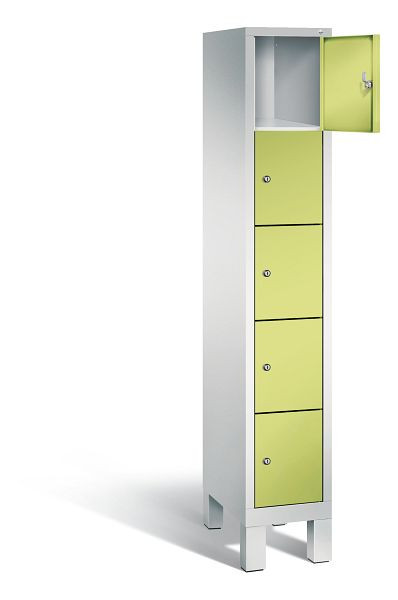 C+P Schließfachschrank Evolo, H1850xB320xT500mm, Farbe: Lichtgrau / Viridingrün, 48010-105 S10137
