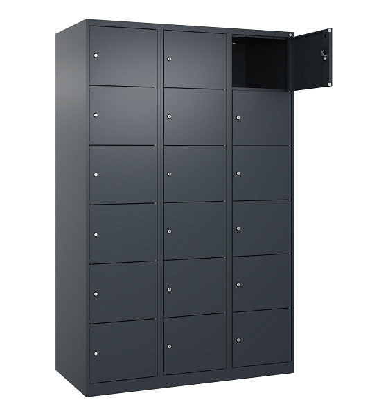 C+P Schließfachschrank Evolo PLUS, 18 Fächer, 1850x1200x500mm, 7016/7016, 049000-326 S10016