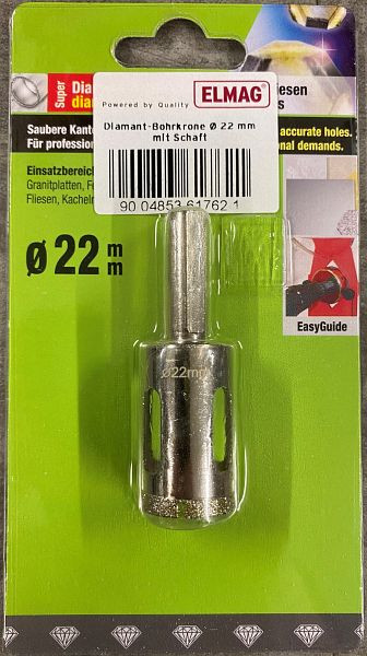ELMAG Diamant-Bohrkrone Ø 22 mm, mit Schaft, 61762