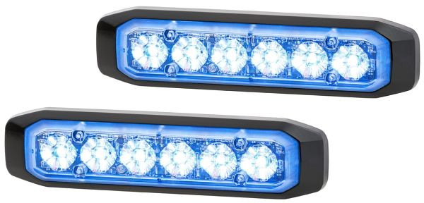 HELLA LED-Blitz-Kennleuchte, BST-Slim, 12/24V, blau, Anbau/Schraubanschluss, Stecker: offene Kabelenden, Set, VE: 2 Stück, 2XD 014 562-101