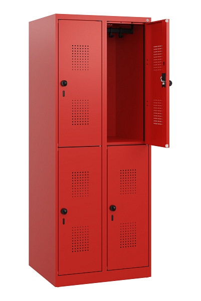 C+P Doppelstöckiger Spind Evolo PLUS, 4 Fächer, 1530x600x500mm, 3020/3020, Drehriegel, 0493005-20 S10034