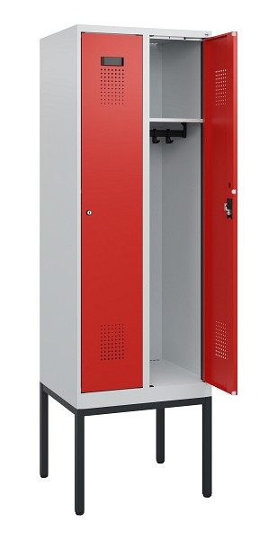 C+P Spind Evolo PLUS, Gestell, 2 Abteile, 1950x600x500mm, 7035/3020, Zylinderschloss, 0490305-20 S10028
