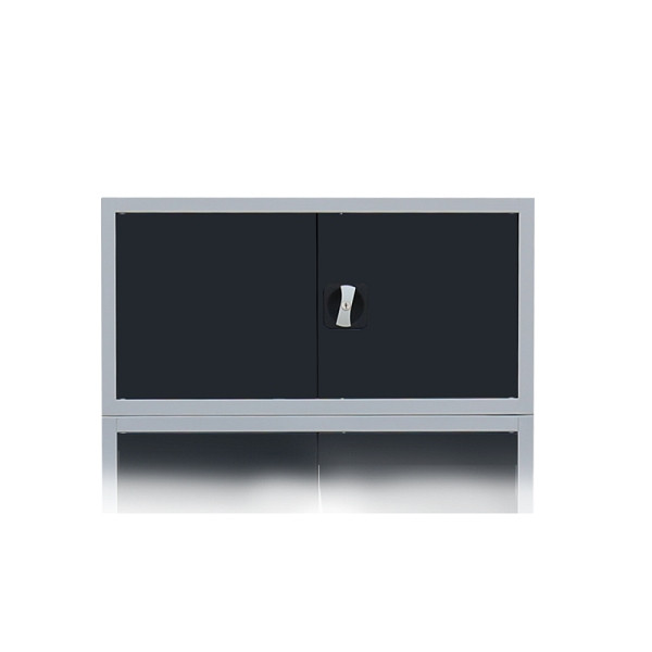 Lüllmann Aufsatzschrank mit Flügeltüren und Zylinderschloss mit Drehgriff, 450 x 925 x 422 mm, lichtgrau/anthrazit, 531128