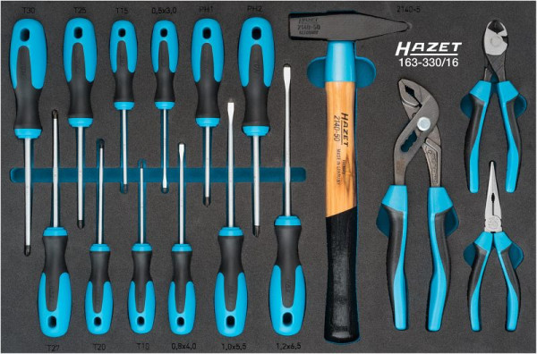 Hazet Werkzeug Satz, Kreuzschlitz Profil PH, Schlitz Profil, Innen TORX® Profil, Anzahl Werkzeuge: 16, 163-330/16