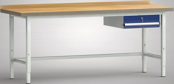 KLW Standard-Werkbank 2000 x 700 x 740 - 1040 mm L x T x H, rechts 1 Einzelschublade 150 mm Fh-EA, WS002V-2000M40-E7002
