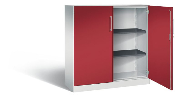 C+P Flügeltürenschrank Asisto, H1310xB1200xT435mm, Farbe: Lichtgrau / Rubinrot, Bügelgriff, 3 OH, 141031-000 S10116