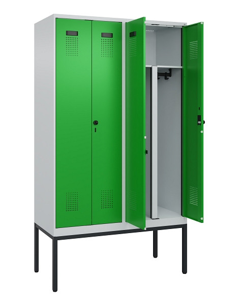 C+P PSA Doppel-Spind Evolo PLUS, Gestell, 4 Abteile, 2120x1200x500mm, 7035/6037, Drehriegel, 0490327-40P S10011