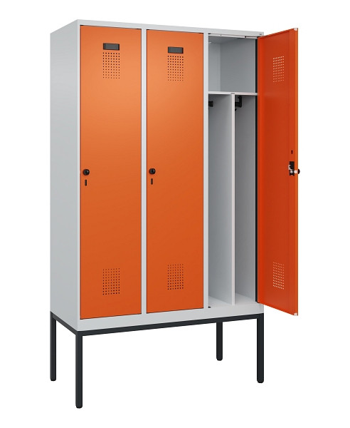 C+P Spind Evolo PLUS, Gestell, 3 Abteile, 2120x1200x500mm, 7035/2004, Verschluss Drehriegel, 0490307-32F S10002
