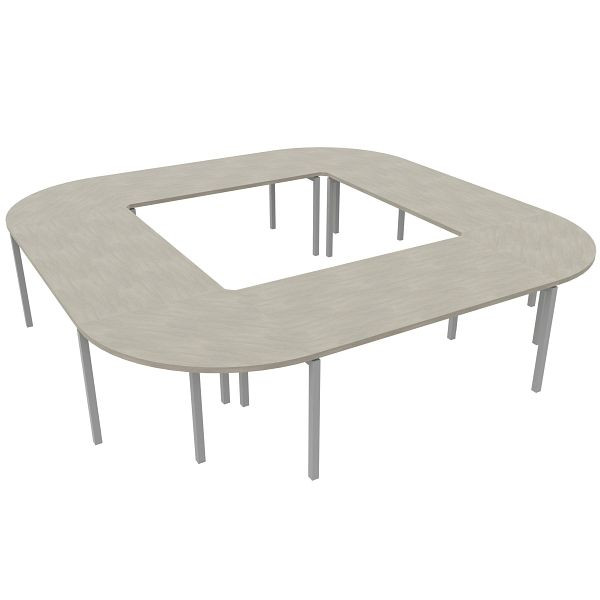 Quadrifoglio Konferenztisch IDEA für 12 Personen, 320x320cm Farbe: Platte Beton / Gestell Alufarbig, CAR1603/583F
