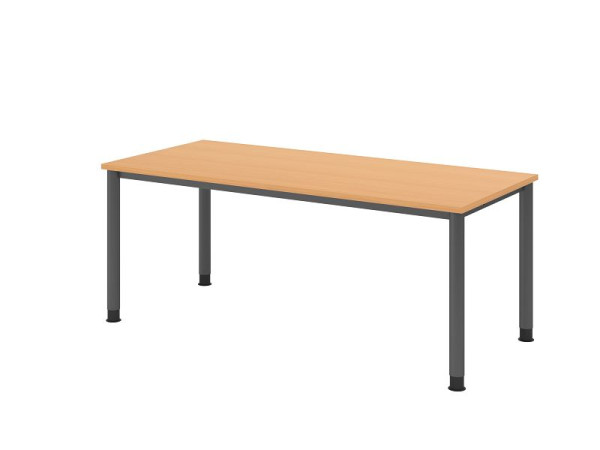 Hammerbacher Schreibtisch HS19, 180 x 80 cm, Platte: Buche, 25 mm dick, 4-Fuß-Gestell in Graphit, Arbeitshöhe 68,5-81cm, VHS19/6/G