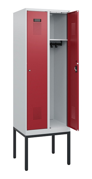 C+P Spind Evolo PLUS, Gestell, 2 Abteile, 1950x600x500mm, 7035/3003, Zylinderschloss, 0490305-20 S10026