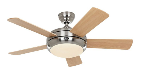 CasaFan Deckenventilator Titanium 105 Chrom gebürstet-Bucheche/Kiefer mit Fernbedienung, 9510560