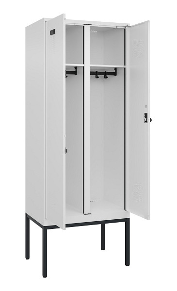 C+P Schwarz-Weiß-Spind Evolo PLUS, Gestell, 2 Abteile, 2120x800x500mm, 9016/9016, Drehriegel, 0490327-22 S10020