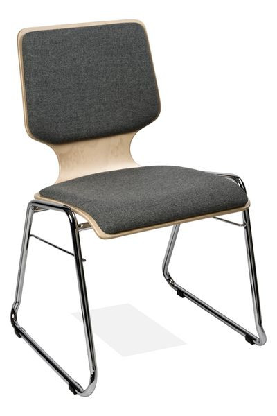 Kaiser-Sitzmöbel Stapelstuhl KS32FG-N1SRP2, Form: N1, Kufengestell, Sitz- und Rückenpolsterung, mit Filzgleiter für Holz-Böden, VE: 6 Stück, KS32FG-N1SRP2