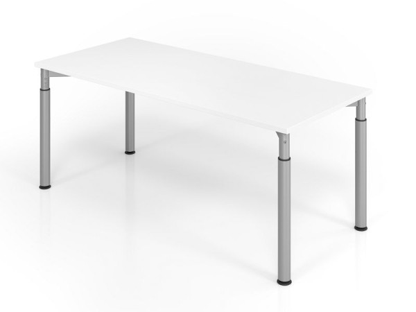 Hammerbacher Schreibtisch YS19, 180 x 80 cm, Platte: Weiß, 25 mm dick, ABS-Dickkante, Rechteckform, Silber, VYS19/W/S