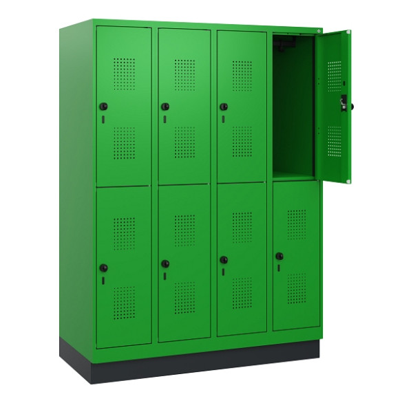 C+P Doppelstöckiger Spind Evolo PLUS, Sockel, 8 Fächer, 1630x1200x500mm, 6037/60, Drehriegel, 0493205-40 S10036