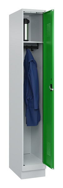 C+P Spind Evolo PLUS, mit Sockel, 1 Abteil, 1950x300x500mm, 7035/6037, Verschluss Zylinderschloss, Ablageböden 1, 049020-10 S10038