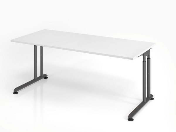 Hammerbacher Schreibtisch ZS19, 180 x 80 cm, Platte: Weiß, 25 mm dick, ABS-Dickkante, Rechteckform, Graphit, VZS19/W/G