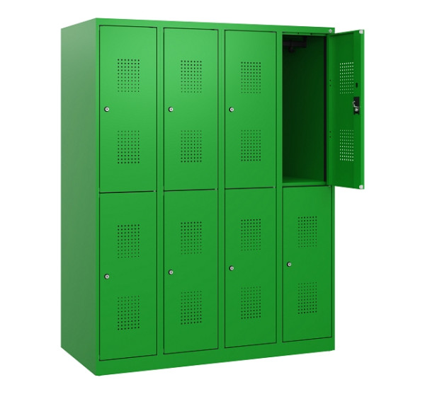 C+P Doppelstöckiger Spind Evolo PLUS, 8 Fächer, 1530x1200x500mm, 6037/6037, Zylinderschloss, 0493005-40 S10077