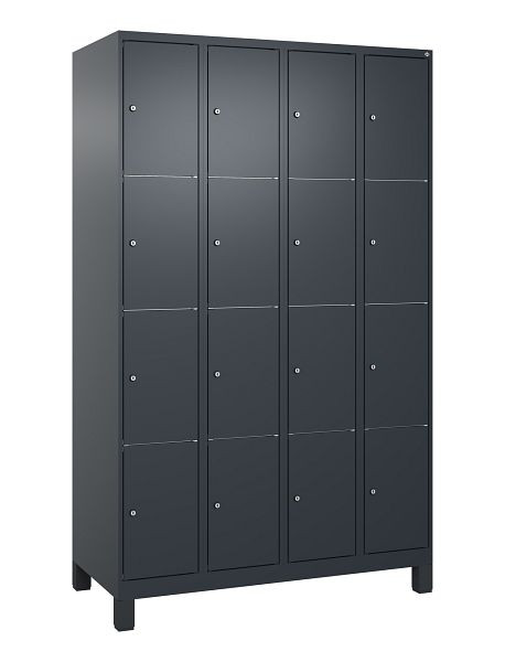 C+P Schließfachschrank Classic PLUS, Füße, 4 Abteile mit je 4 Fächern, 1950x1200x500mm, 7016/7016, 080010-404 S10012