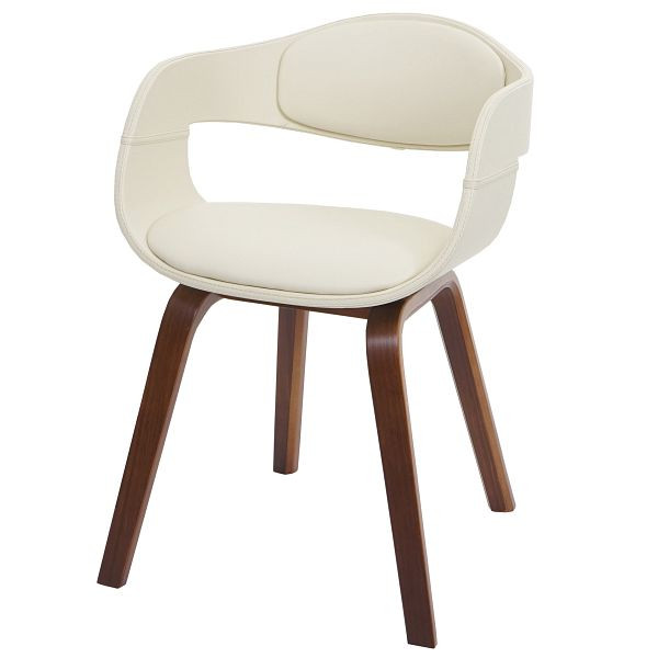 Mendler Esszimmerstuhl HWC-A47b, Küchenstuhl Stuhl, Retro-Design Holz Bugholz Kunstleder, creme, 94651