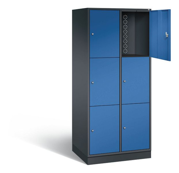 C+P XL-Schließfachschrank Intro, H1950xB820xT590mm, Farbe: Schwarzgrau / Enzianblau, 8370-203 S10073