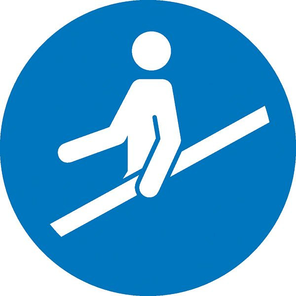 SafetyMarking Gebotsschild, Handlauf benutzen, Ø 10 cm, Folie, selbstklebend, 21.A7370