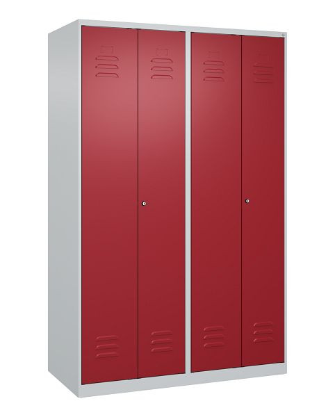 C+P Umkleidespind Classic PLUS SW, 4 Abteile, 1850x1200x500mm, 7035/3003, Zylinderschlösser, 080002-40 S10020